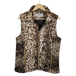 Marc New York Andrew Marc Women's Leopard Print Zip Front Vest Size XL